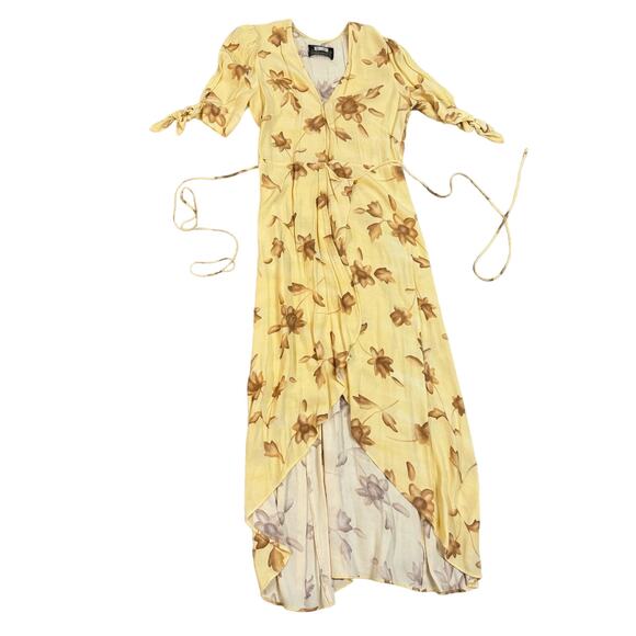 Reformation Floral Royce Wrap Maxi Dress Tuscany Yellow Size Small - Picture 2 of 5